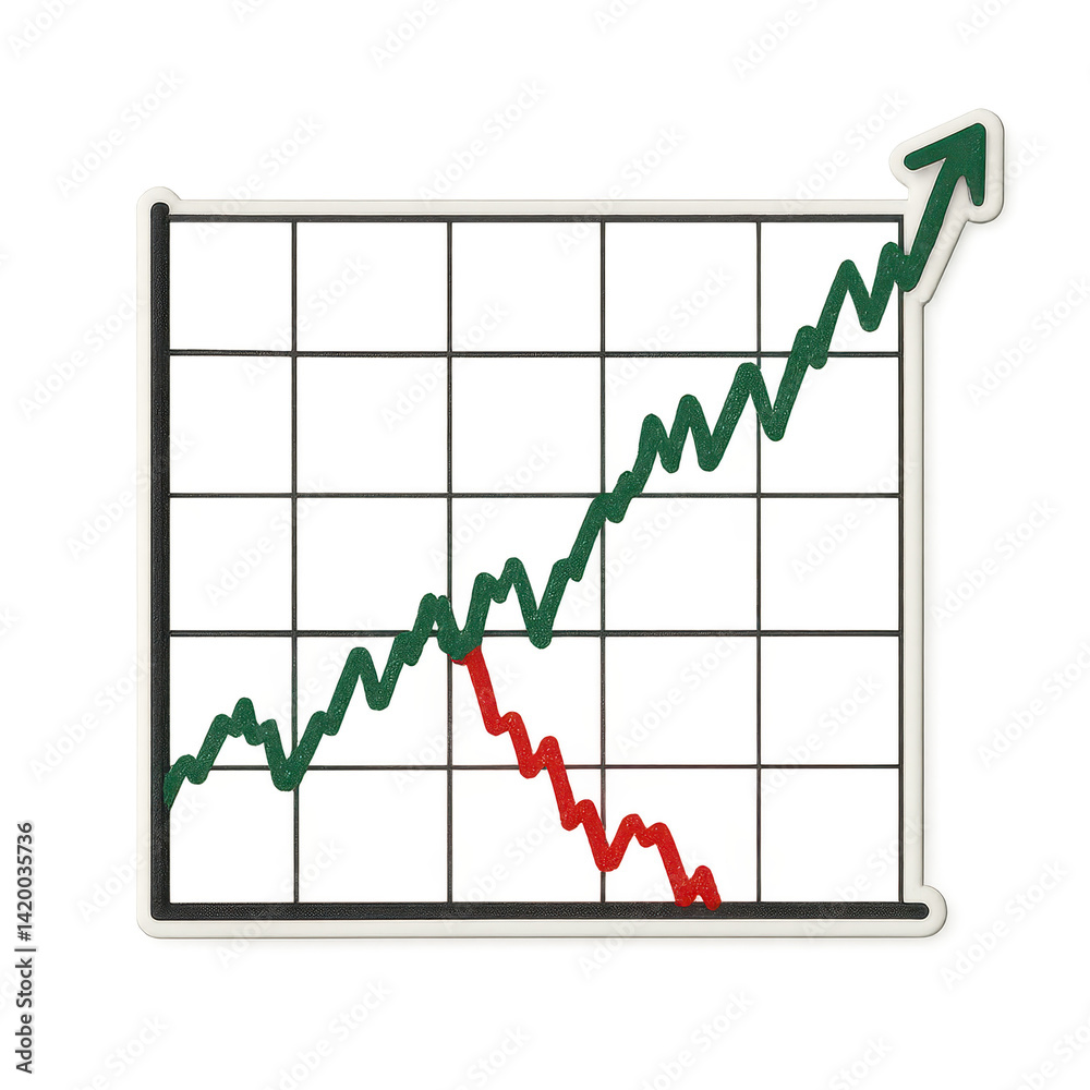 Poster simple cutout graph showing positive and negative trends in data
