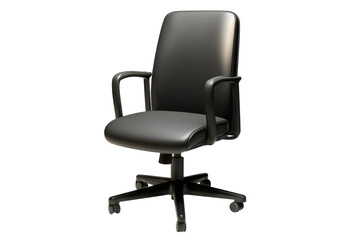 Comfort and Productivity: A Sleek Black Office Chair, Ready for the Next Big Idea, Isolated on a Clean Black Background.