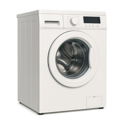 Simple White Washer with Circular Door and Control Panel Design