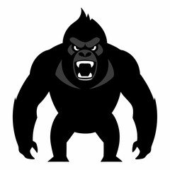 Angry Gorilla vector silhouette illustration isolated on white background