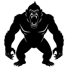 Angry Gorilla vector silhouette illustration isolated on white background