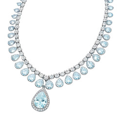 Watercolor a diamond neckless isolated on transparent background