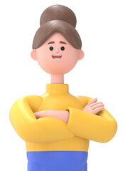 3D illustration of Asian woman Angela turning impossible into possible.Transparent Background Mockup.Supports PNG files with transparent backgrounds.