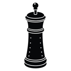 Fototapeta premium Isolated Black Vector pepper mill WIith White Background