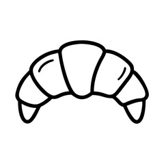 Obraz premium Simple hand drawn black outline sketch of a croissant on a transparent background for bakery illustration, food concept, or a cafe menu icon.