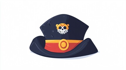 Pirate Hat Vector Icon for Isolated Design in Flat 2D Style