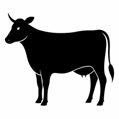 new cow silhouette animal vector icon on white background