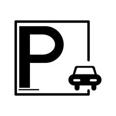Car parking icon. Parking space. Parking lot. Car park. Vector icon isolated on white background.