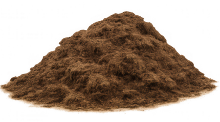 Large pile of dry grass clippings forming a mound on transparent background