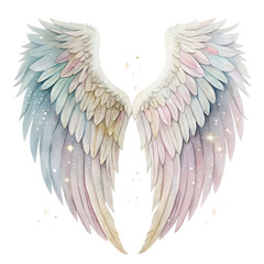 Fototapeta premium Watercolor Angel wings Magic beautiful isolated on transparent background