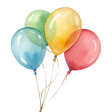 Fototapeta Watercolor Balloons isolated on transparent background