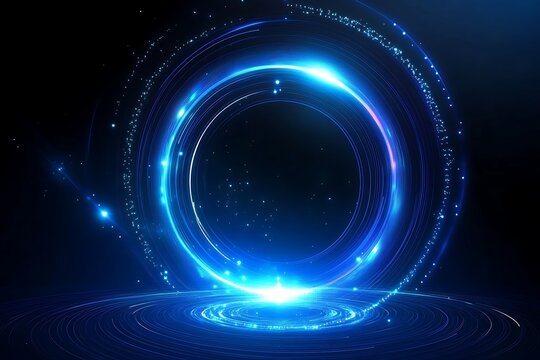 Neon Ring of Energy: An enigmatic and captivating image of a luminescent energy ring, pulsating with a vibrant blue hue, symbolizing innovation and technological advancement. 