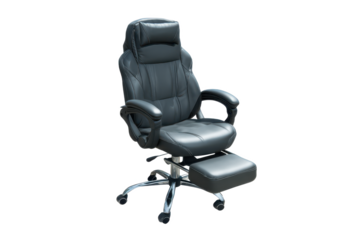 Indulge in Comfort and Style: A Luxurious Black Leather Office Chair with Footrest, Perfect for Long Hours of Productivity and Relaxation at Home or Work.