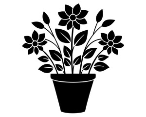 flower pot vector silhouette illustration isolated on white background
