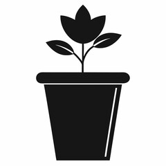 flower pot icon vector silhouette illustration isolated on white background