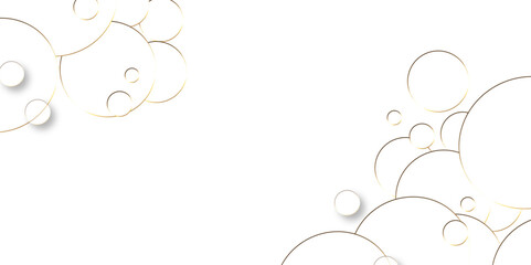 Obraz premium .Abstract gold circle lines on white background. circle white abstract geometric background with soft light white paper circles . Digital geometric technology businesses illustration vector shape.