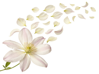 beautiful clematis flower gracefully releases its delicate petals, creating serene and enchanting scene that captures essence of nature beauty