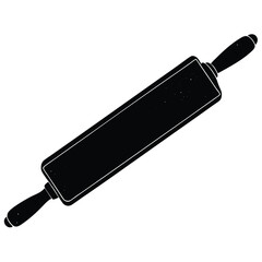 Isolated Black Vector rolling pin WIith White Background