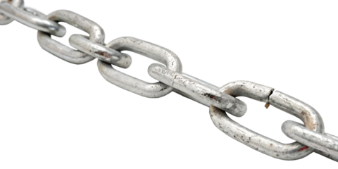 Watercolor Broke steel chain Weak link Failure concept isolated on transparent background