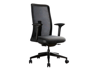 Sleek and Modern: A High-Back Office Chair with Mesh Design, Perfect for Ergonomic Comfort and Stylish Workspace Interiors on a Bold Black Backdrop