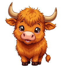 Cute highland cows funny vector white background
