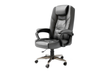 The Executive's Throne: A Luxurious Black Leather Office Chair, Ready to Command Attention and Provide Unparalleled Comfort for the Modern Professional
