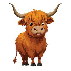 Cute highland cows funny vector white background
