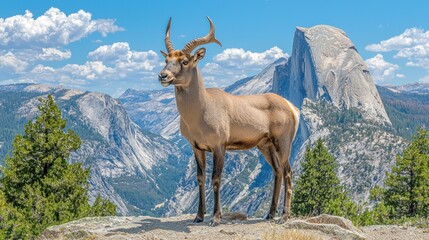 Obraz premium Majestic mountain goat standing proudly in a scenic landscape