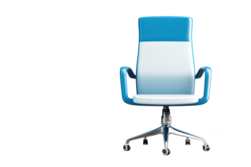 The executive's throne: a modern blue and white office chair, ready for brainstorming, deals, and long nights of innovation and leadership.