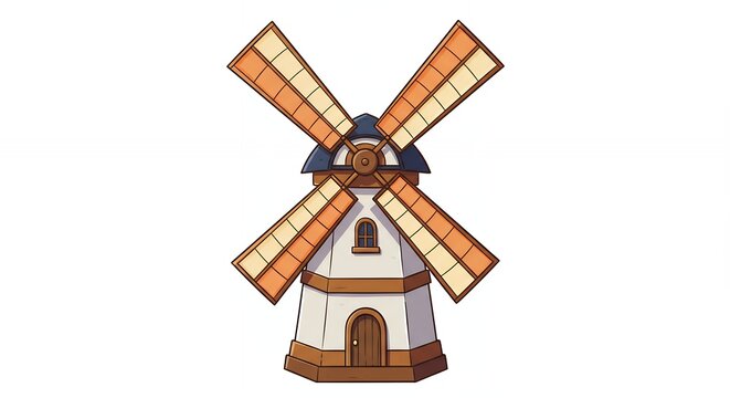 Charming cartoon windmill illustration renewable energy sustainable design element