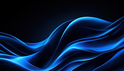 Dark background with flowing blue lines creates serene and dynamic atmosphere