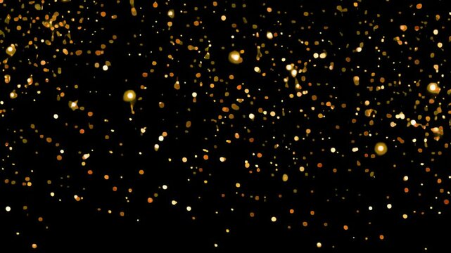 Gold glitter falling animated overlay, transparent 4K video, alpha channel, ProRes 4444