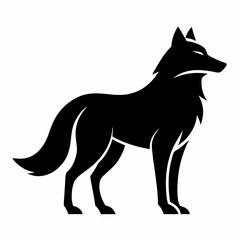 new style wolf silhouette vector icon with white background