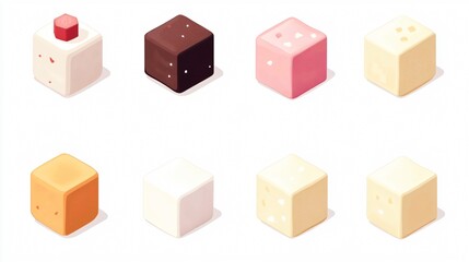 Isolated Vector of Sugar Cubes in 2D Flat Design