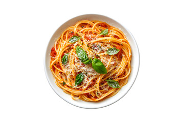Delicious Spaghetti with Tomato Sauce Basil and Parmesan Cheese