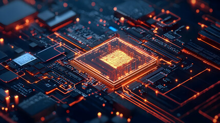 Obraz premium High-Tech Processor On Circuit Board