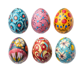 Colorful easter eggs display home digital vibrant isolated on transparent background
