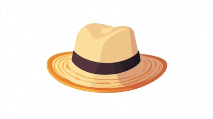 Sun Hat Vector Illustration, 2D Isolated Single Design