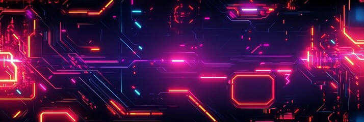 Digital Circuitry: An intricate tapestry of interconnected digital pathways. Bathed in a neon spectrum of color, this image captures the dynamic essence of technology and data flow.