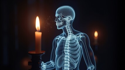 The mysterious combination of skeleton and candle