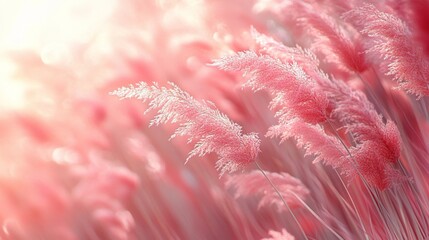 Pink flowers in a field with a soft focus produce a floral background that is both dreamy and romantic for design work