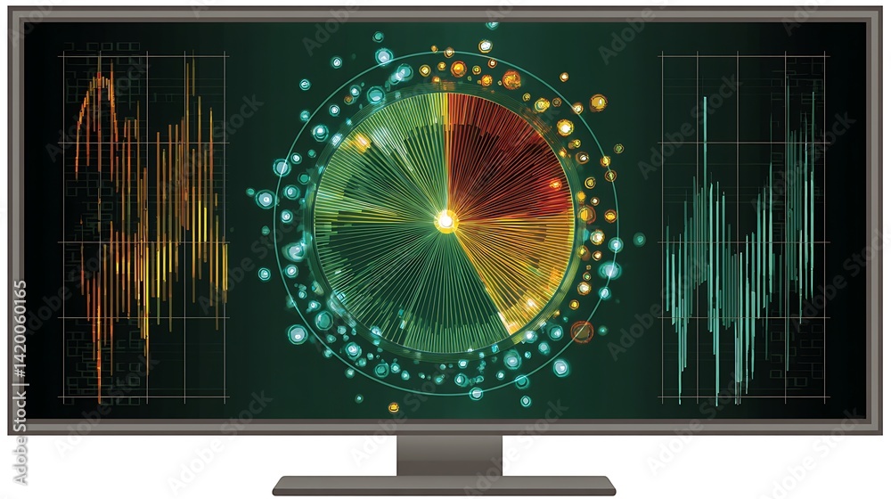Poster data analysis visualization of graphs and circular diagrams for information processing systems