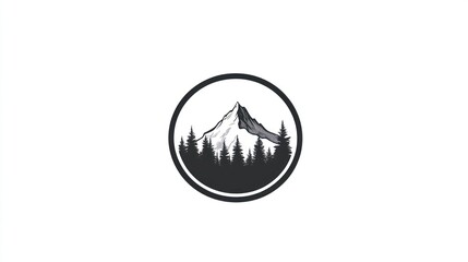 Fototapeta premium Mountain Logo Design in Circle Frame