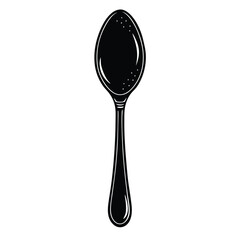 Isolated Black Vector serving spoon WIith White Background