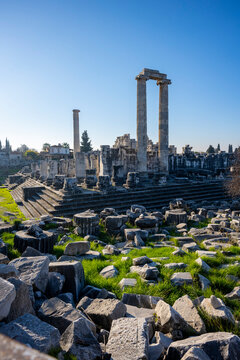 The ruins of Didyma are located a short distance to the northwest of modern Didim in Aydn Province, Turkey. It sits on a headland that in antiquity formed the Milesian Peninsula. Didyma was the larges