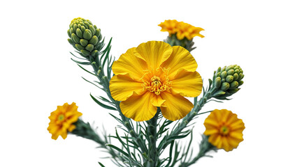 Yellow Tagetes Erecta Flower Isolated On Black Background Blooming Florals
