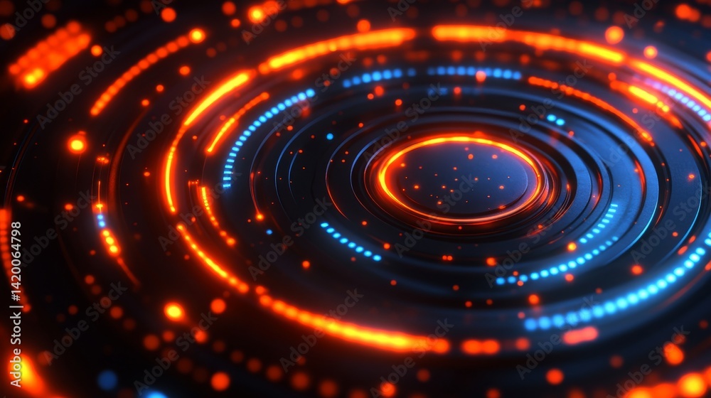 Wall mural glowing blue and orange lights within an abstract tunnel generate a dynamic and futuristic visual ef