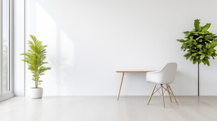 Minimalist home office with natural light