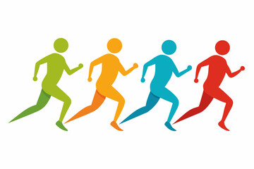 set of Running person vector silhouette illustration isolated on white background