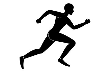 Running person vector silhouette illustration isolated on white background